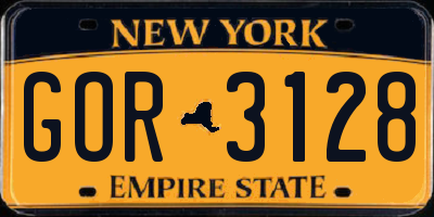 NY license plate GOR3128