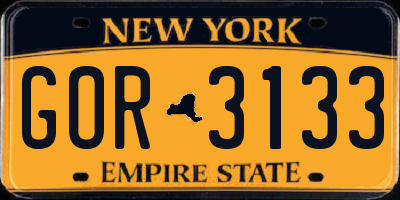 NY license plate GOR3133