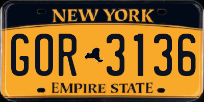 NY license plate GOR3136