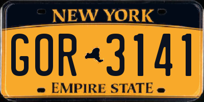 NY license plate GOR3141