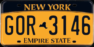 NY license plate GOR3146
