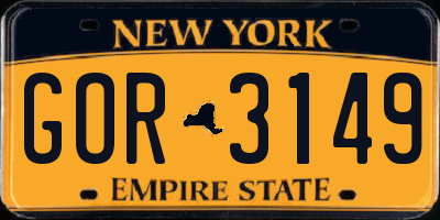 NY license plate GOR3149
