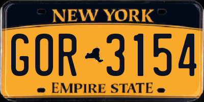 NY license plate GOR3154