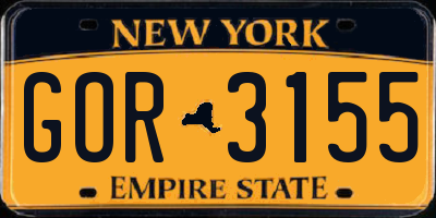 NY license plate GOR3155