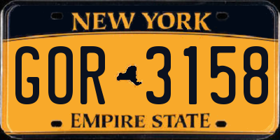 NY license plate GOR3158