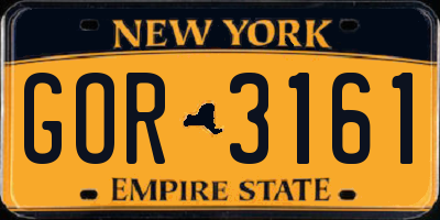 NY license plate GOR3161