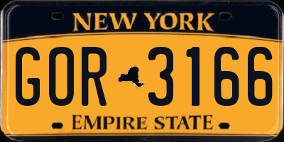 NY license plate GOR3166
