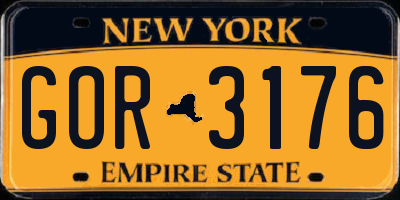 NY license plate GOR3176