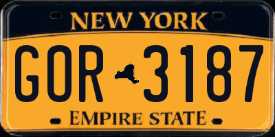 NY license plate GOR3187