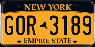 NY license plate GOR3189