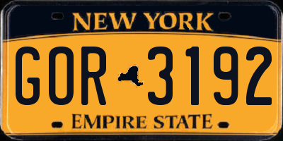 NY license plate GOR3192