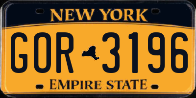 NY license plate GOR3196