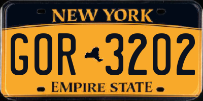 NY license plate GOR3202