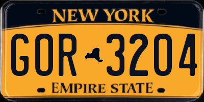 NY license plate GOR3204