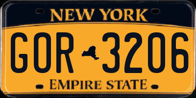 NY license plate GOR3206