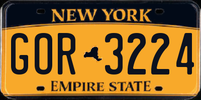 NY license plate GOR3224