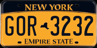 NY license plate GOR3232