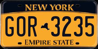 NY license plate GOR3235