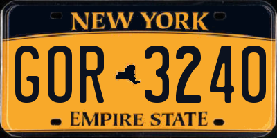 NY license plate GOR3240