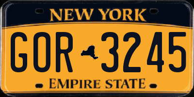 NY license plate GOR3245