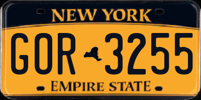 NY license plate GOR3255