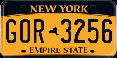 NY license plate GOR3256