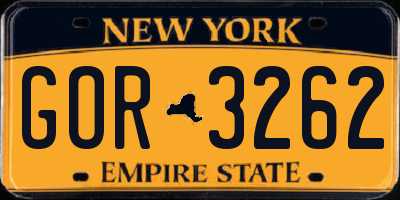 NY license plate GOR3262