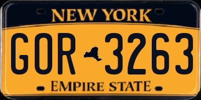 NY license plate GOR3263