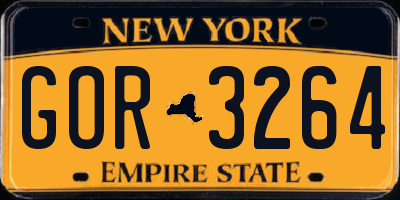 NY license plate GOR3264
