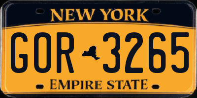 NY license plate GOR3265
