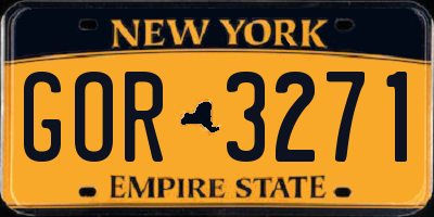 NY license plate GOR3271