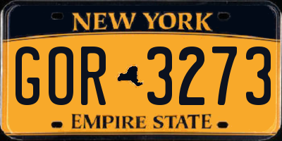 NY license plate GOR3273