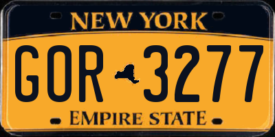 NY license plate GOR3277