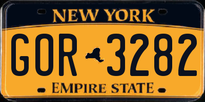 NY license plate GOR3282