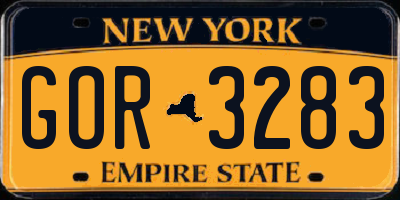 NY license plate GOR3283