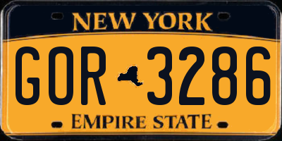 NY license plate GOR3286