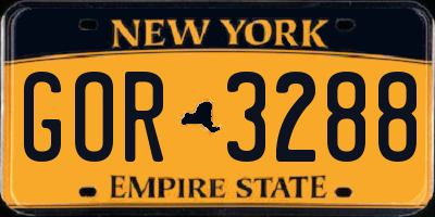 NY license plate GOR3288