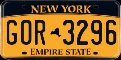 NY license plate GOR3296