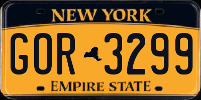 NY license plate GOR3299