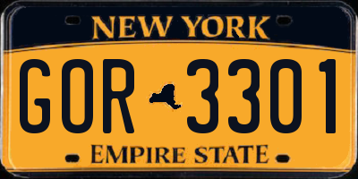 NY license plate GOR3301