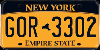 NY license plate GOR3302