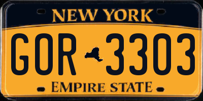 NY license plate GOR3303