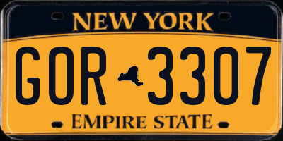NY license plate GOR3307