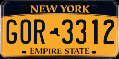NY license plate GOR3312