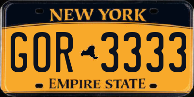 NY license plate GOR3333