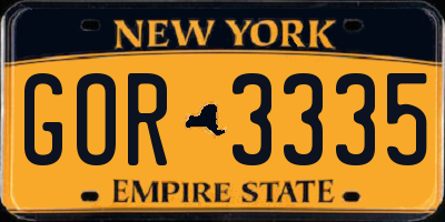 NY license plate GOR3335