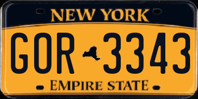 NY license plate GOR3343