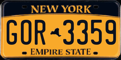 NY license plate GOR3359