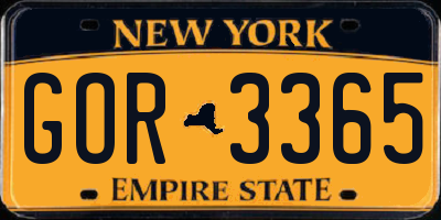 NY license plate GOR3365