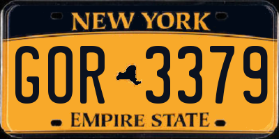 NY license plate GOR3379